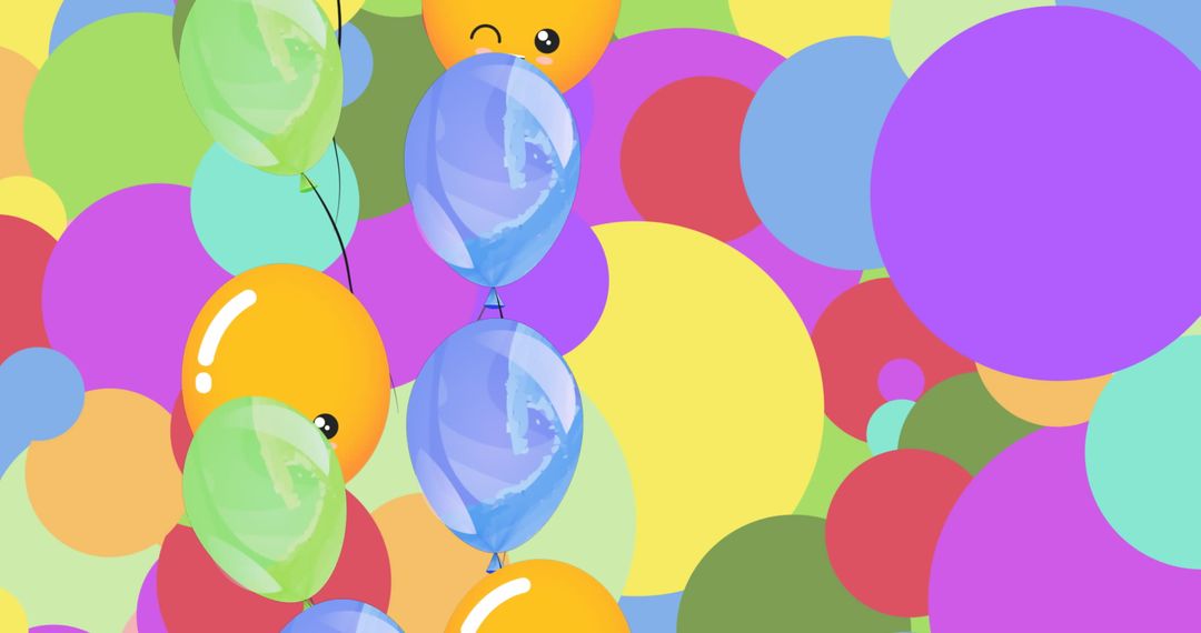 Playful Emoticon Balloons on Colorful Abstract Background