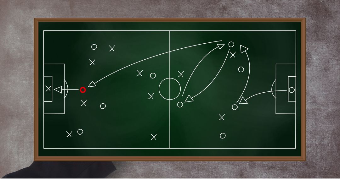 Chalkboard Soccer Strategy Displaying Tactical Game Plan