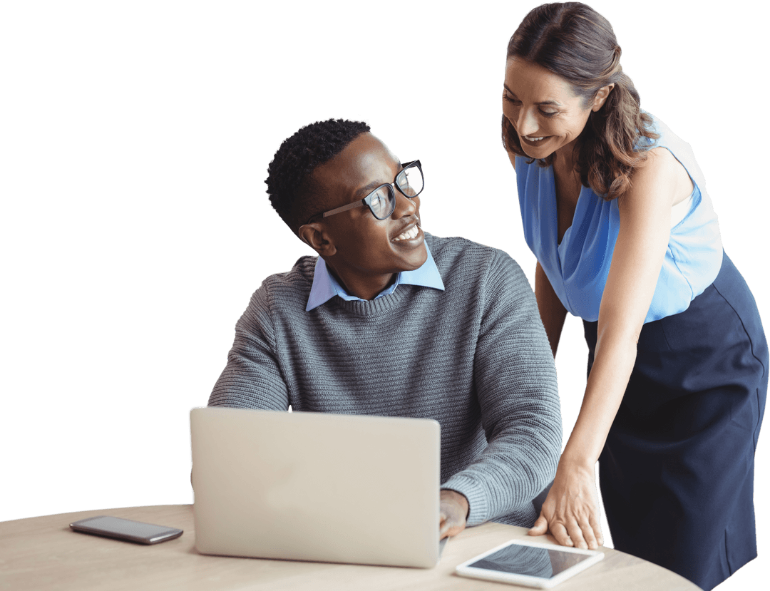 Transparent Teamwork: Professionals Collaborating in Office Setting