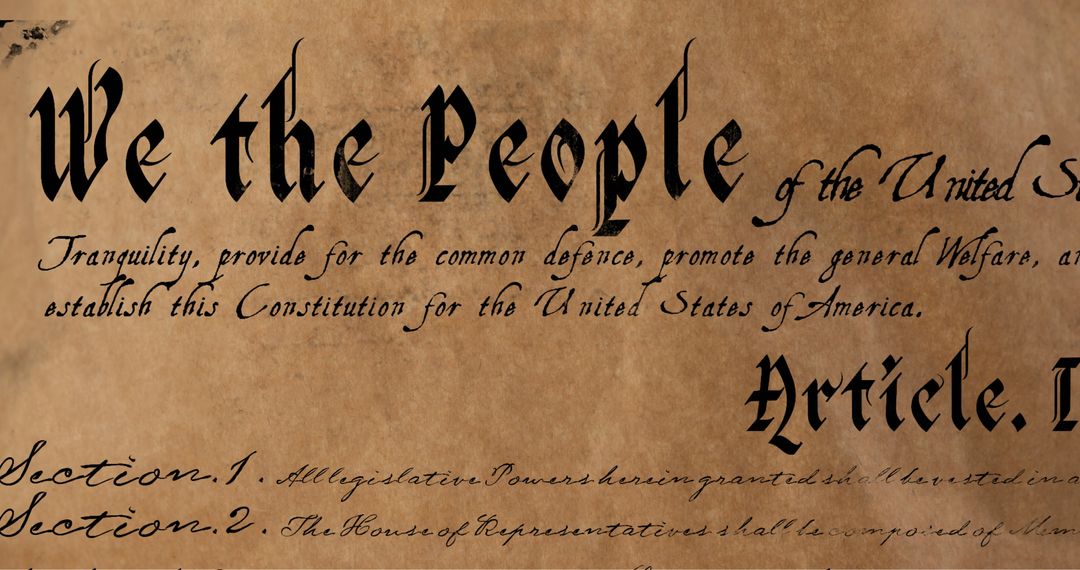 Historical American Constitution Document Close-up