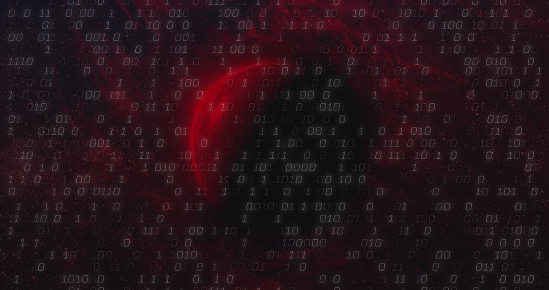 Binary Code Over Earth and Cosmos Backdrop