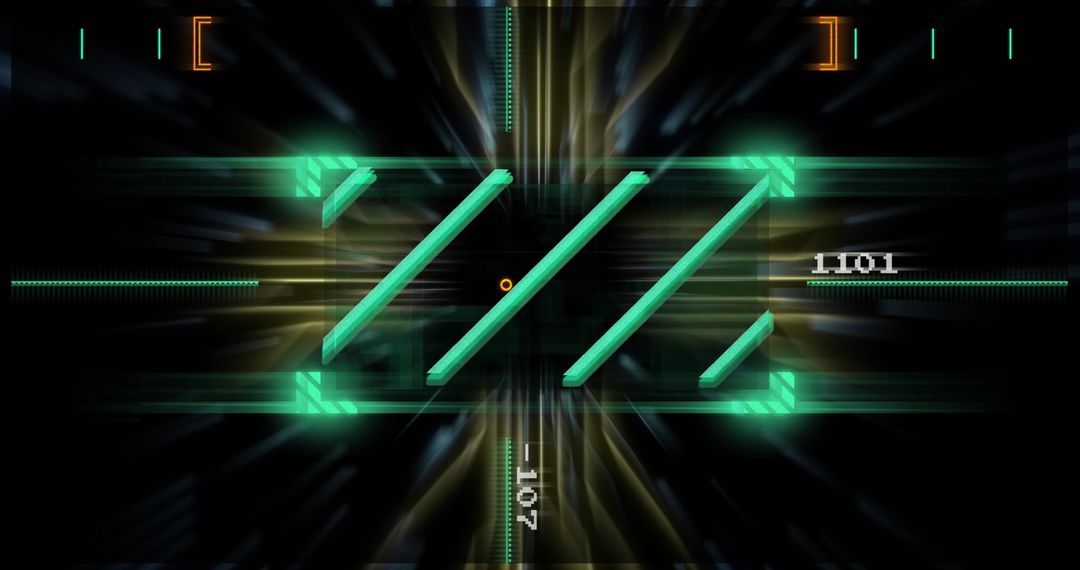 Futuristic Digital Circuit with Glowing Green Lines and Numbers