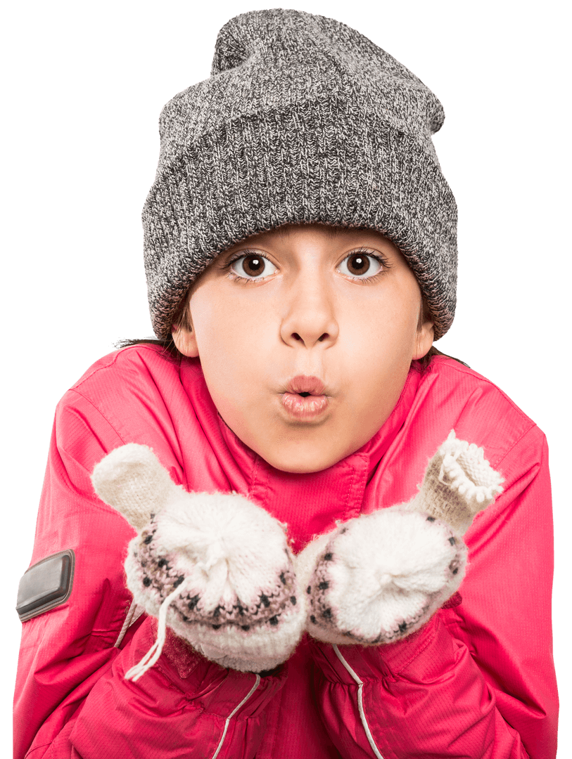 Transparent Background Cozy Child Winter Fun Pose