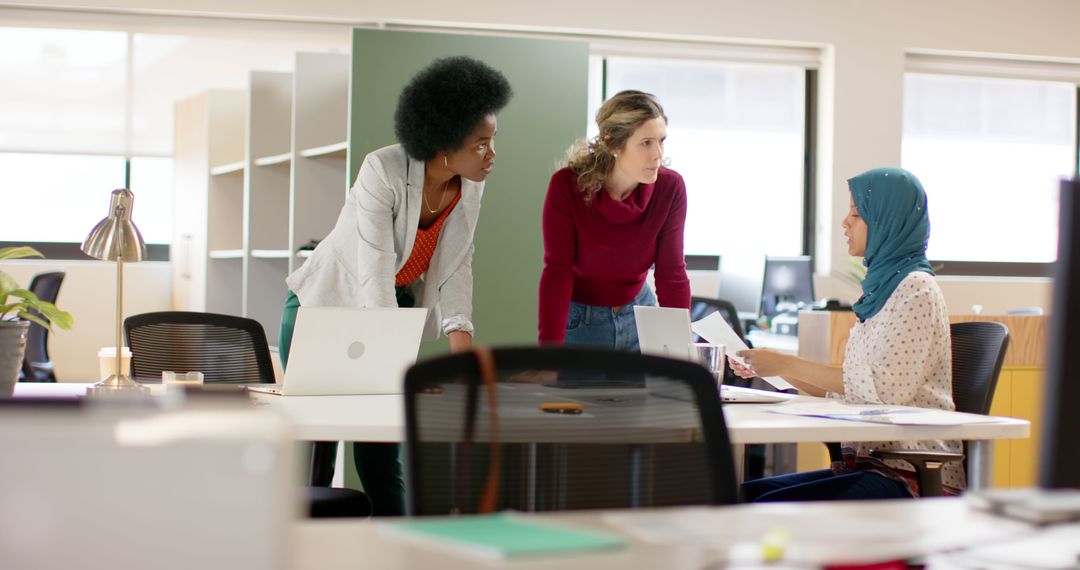 Group of Diverse Female Professionals Collaborating in Modern Office, Slow Motion - Free Images, Stock Photos and Pictures on Pikwizard.com