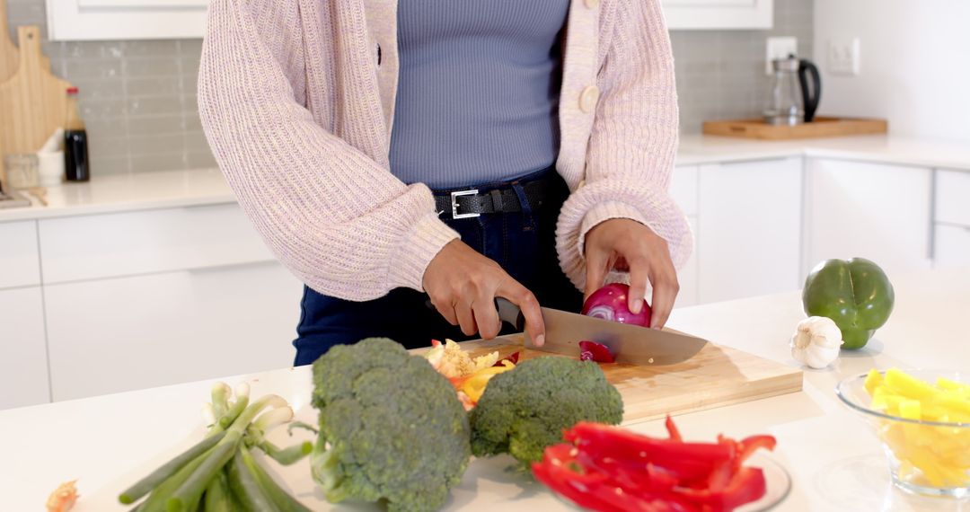 Preparing Fresh Vegetables in Modern Kitchen with Minimalist Style