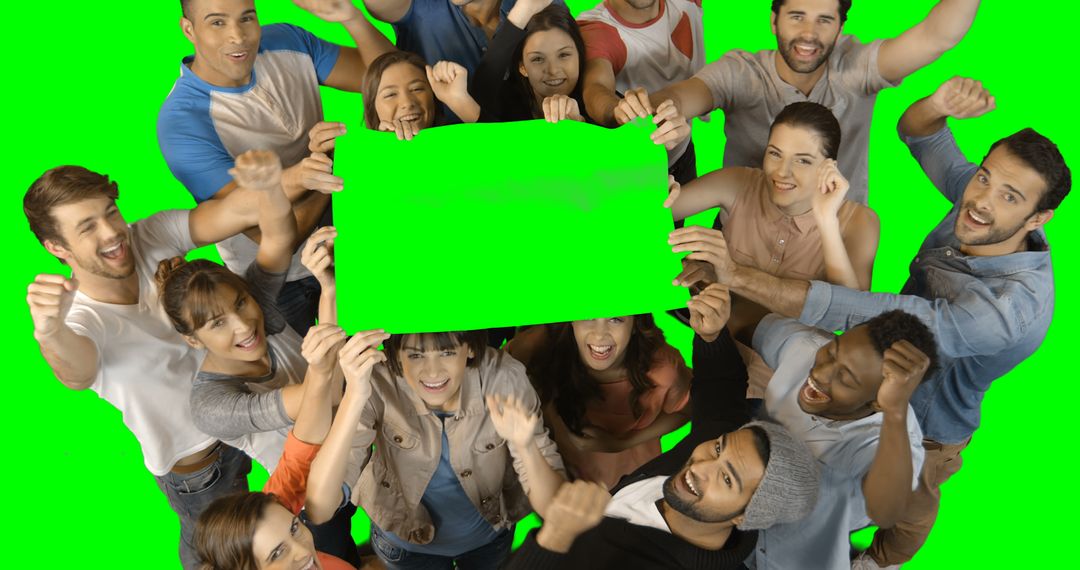 Group of Diverse Happy People Holding Green Signboard - Free Images, Stock Photos and Pictures on Pikwizard.com