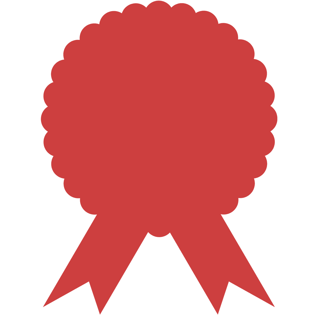 Red Badge with Ribbons on Transparent Background for Writing