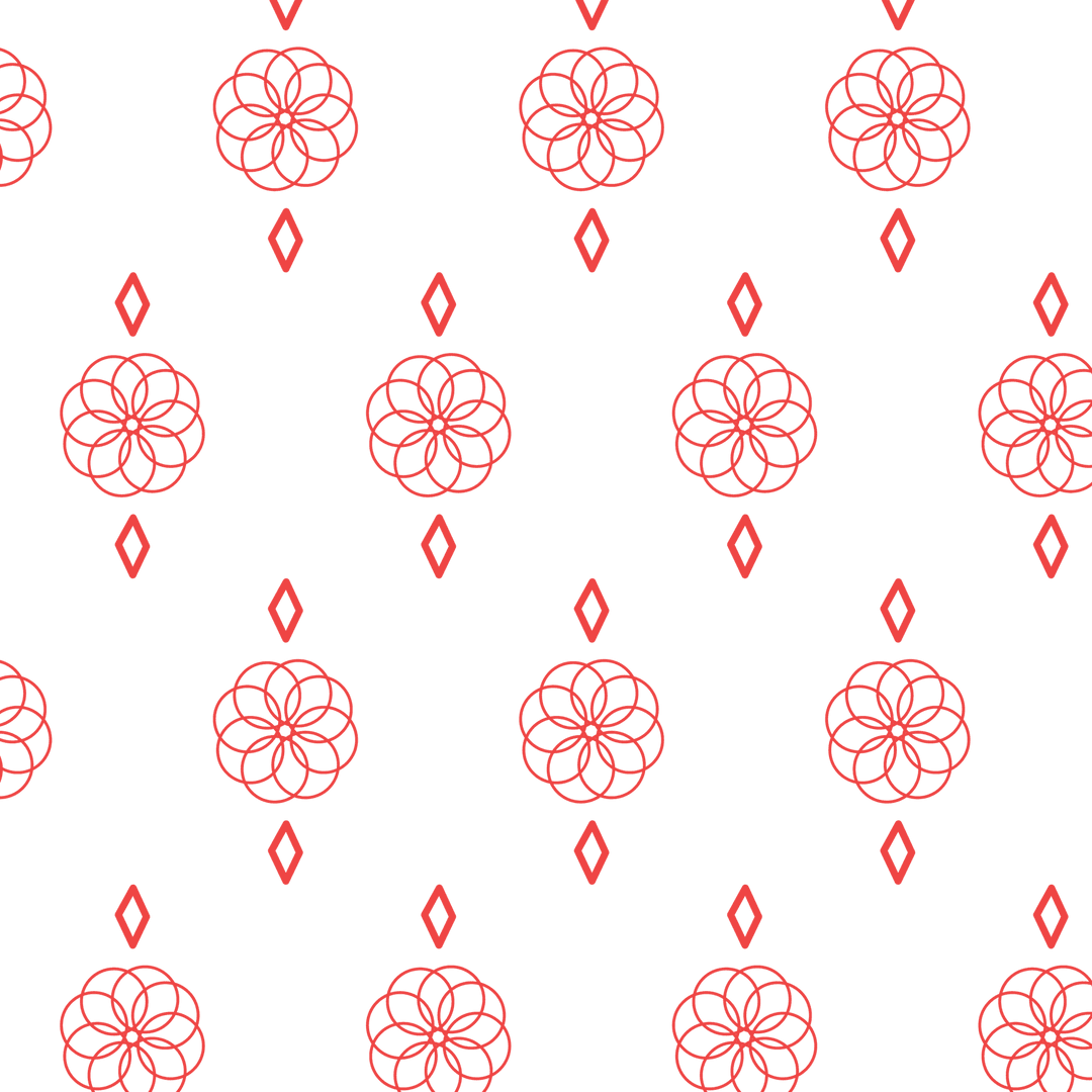 Transparent Red Floral Graphic with Geometric Touch on Clear Background