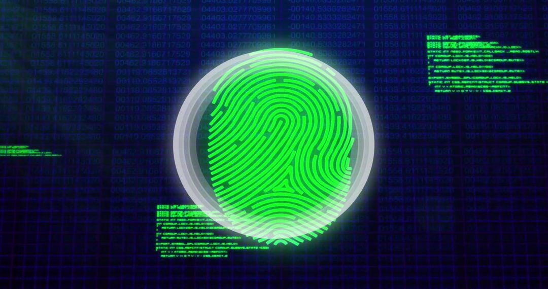 Cyber Security Concept with Biometric Fingerprint and Data