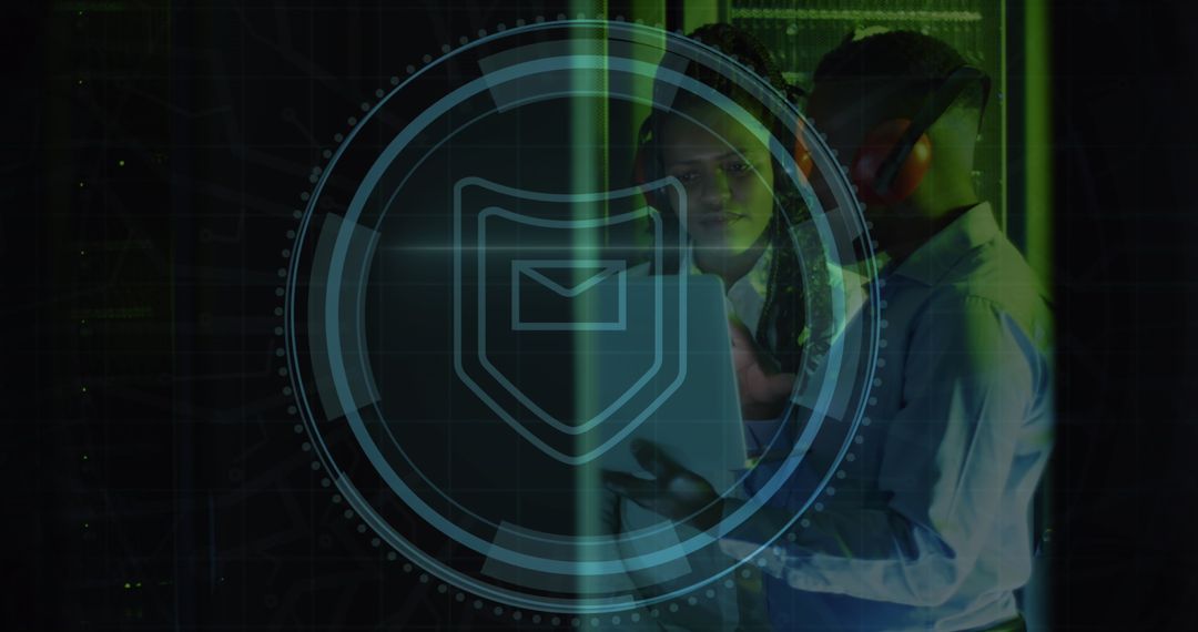 Cybersecurity Engineers Analyzing Network in Server Room