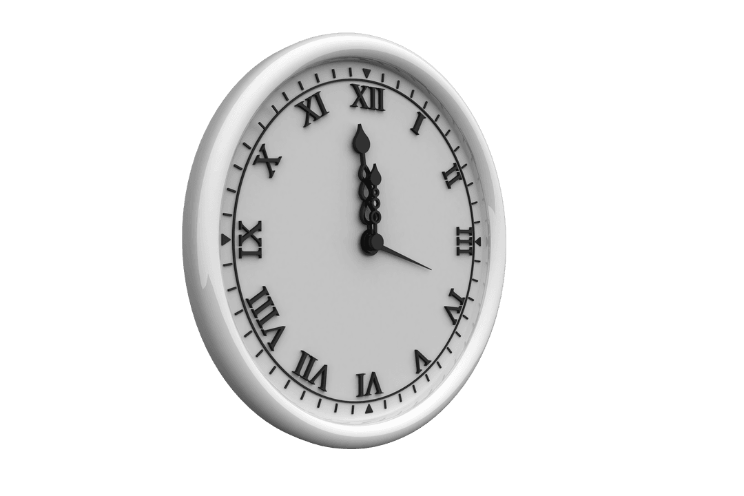 Classic Wall Clock Displaying Time on Transparent Background