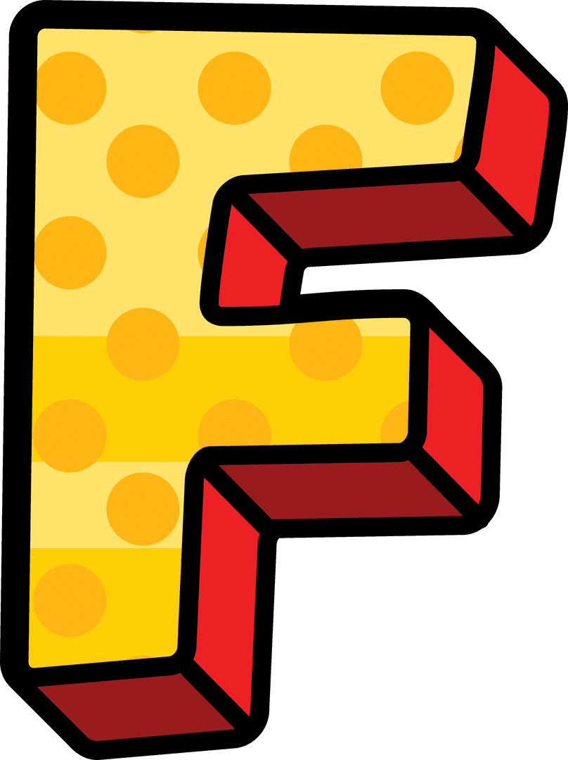 Colorful Polka Dot F Letter on Transparent Background