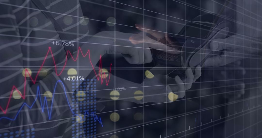 Financial Technology Concept with Digital Payment and Statistics Overlay - Free Images, Stock Photos and Pictures on Pikwizard.com