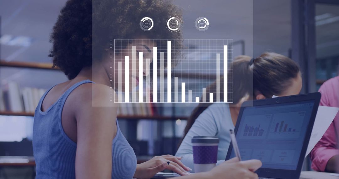 Team Collaboration with Data Analysis Concept in Modern Office