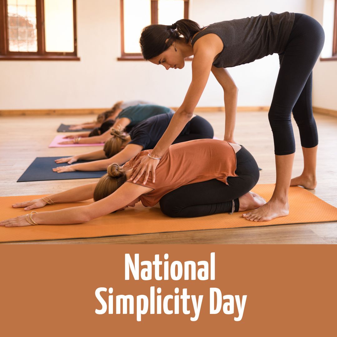 National Simplicity Day Yoga Class with Diverse Group Exercising