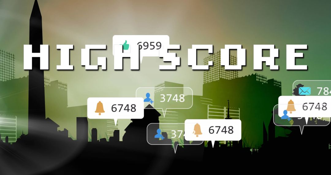 High Score Digital Interface with Social Media Notifications