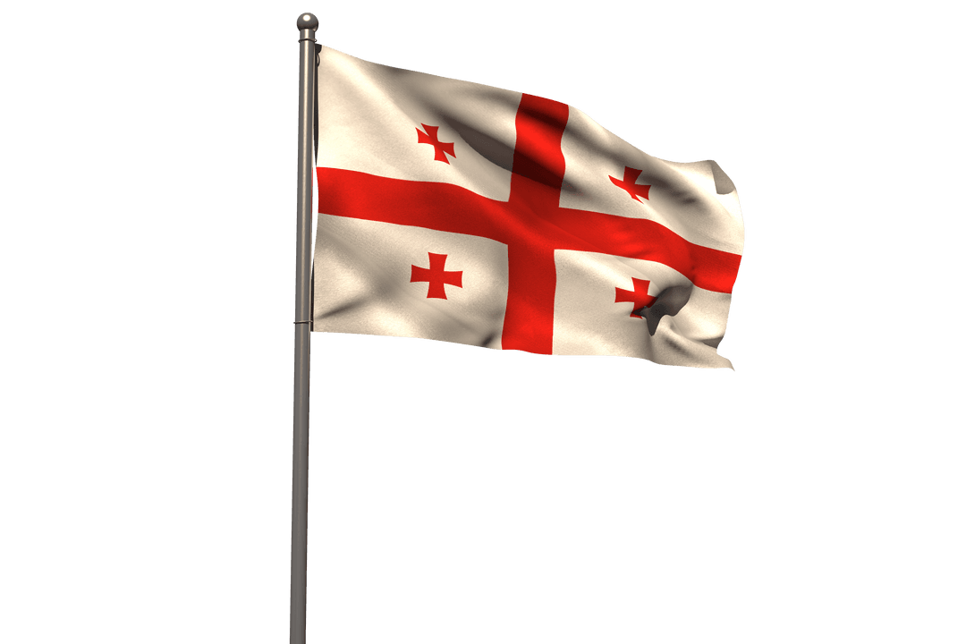 Realistic Flag of Georgia Waving on Transparent Background