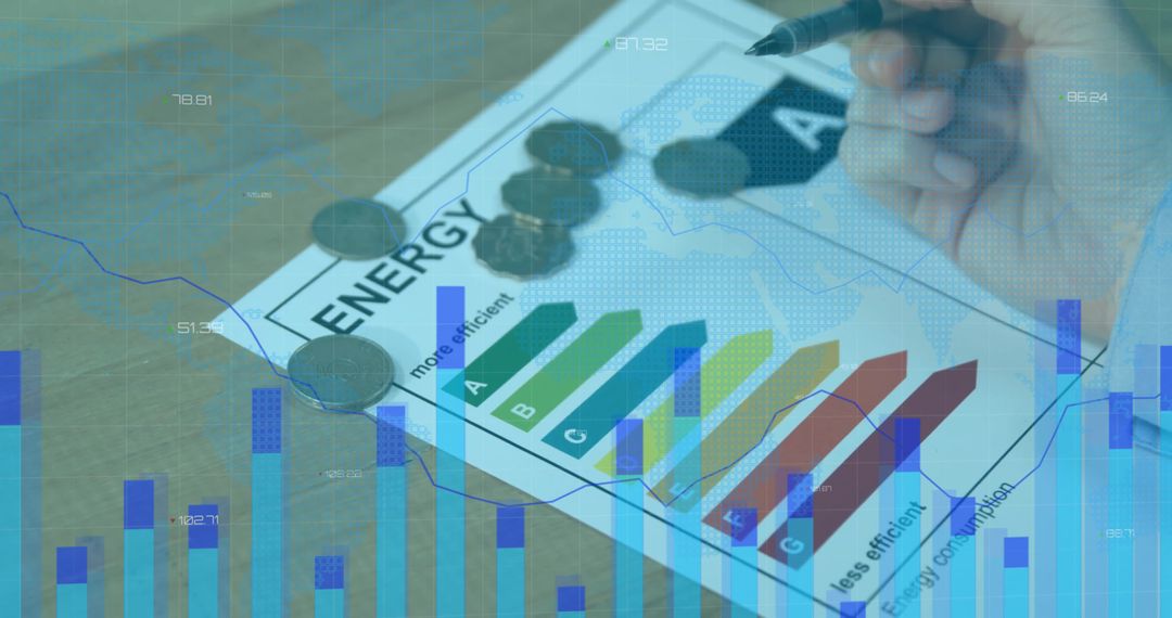 Energy Efficiency Concept with Financial and Data Visualization