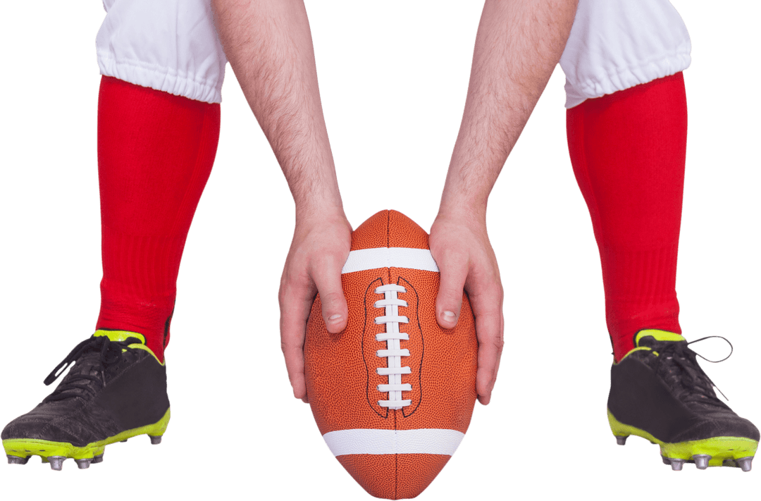 Transparent Football Placement by Player in Red Gear