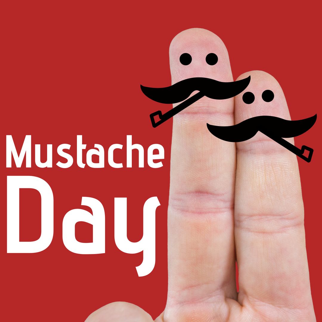 Playful Fingers Celebrating Mustache Day with Enthusiastic Faces