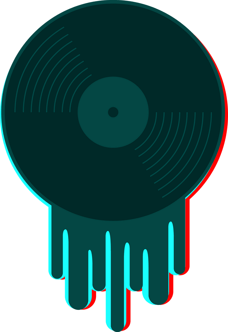 Melting Vinyl Record with Transparent Background and Glitch Effect