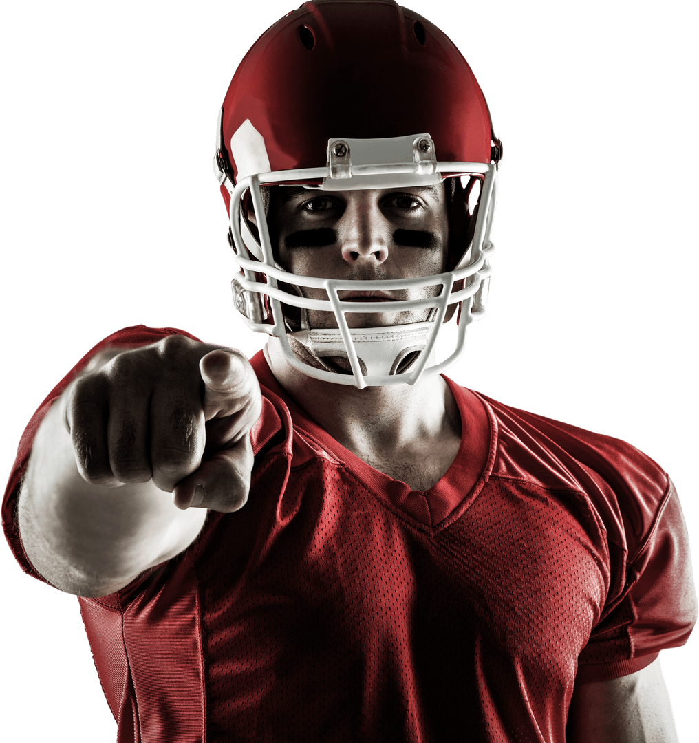 Transparent American Football Player Pointing with Confidence