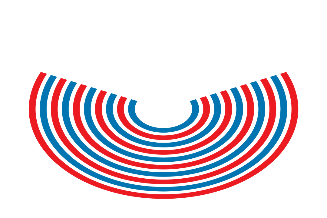 Transparent Red and Blue Curved Stripes Design Element