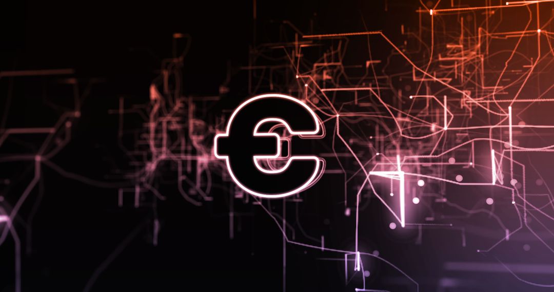 Euro Symbol with Digital Abstract Glow