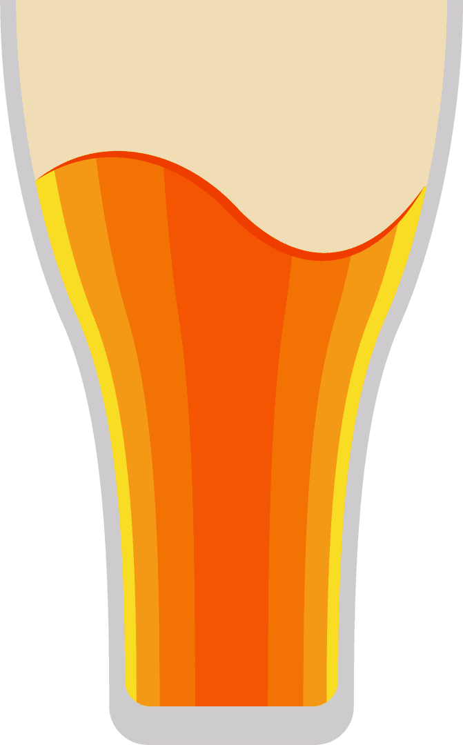 Transparent Pint Glass with Amber Beer and Frothy Head in Flat Design