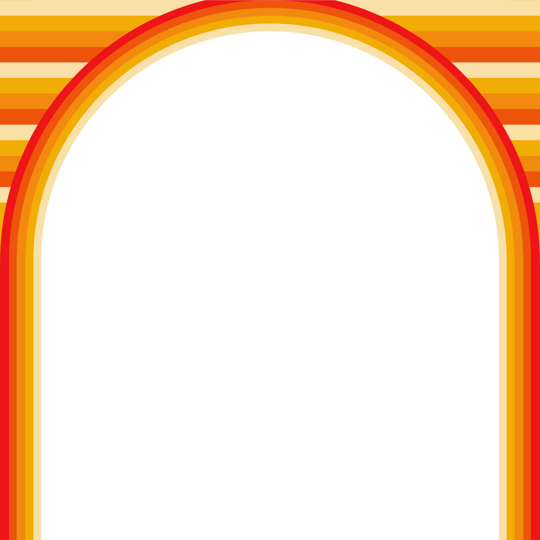 Retro Striped Arch on Transparent Background with Slate Blue Panel