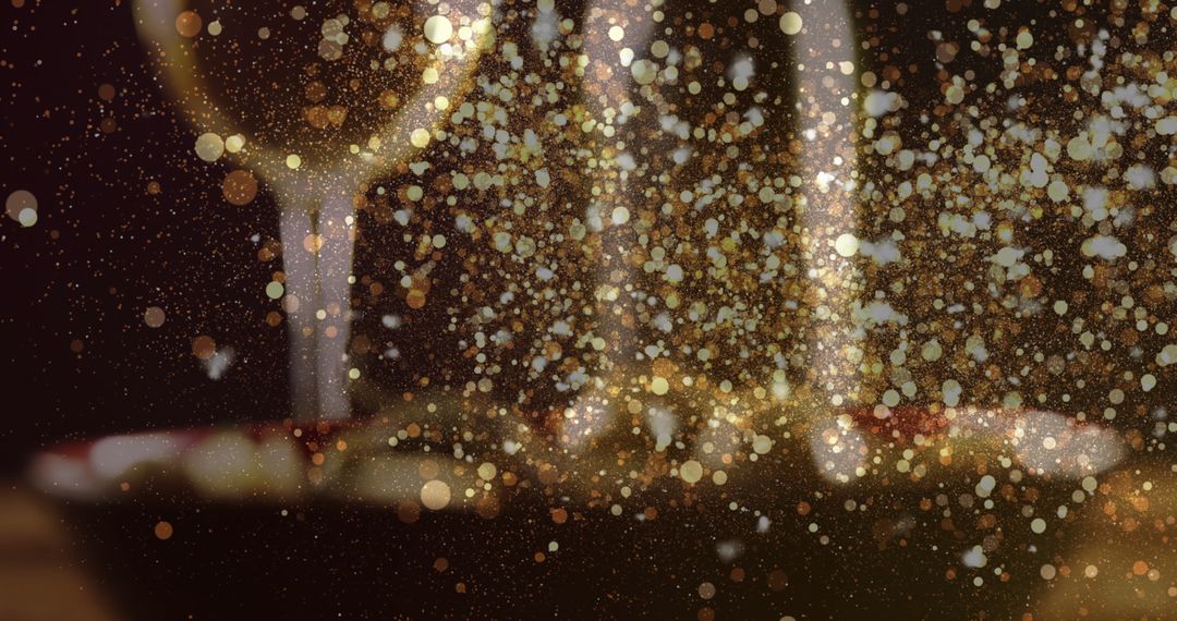 Golden Bokeh Sparkles with Glass of White Wine and Olives