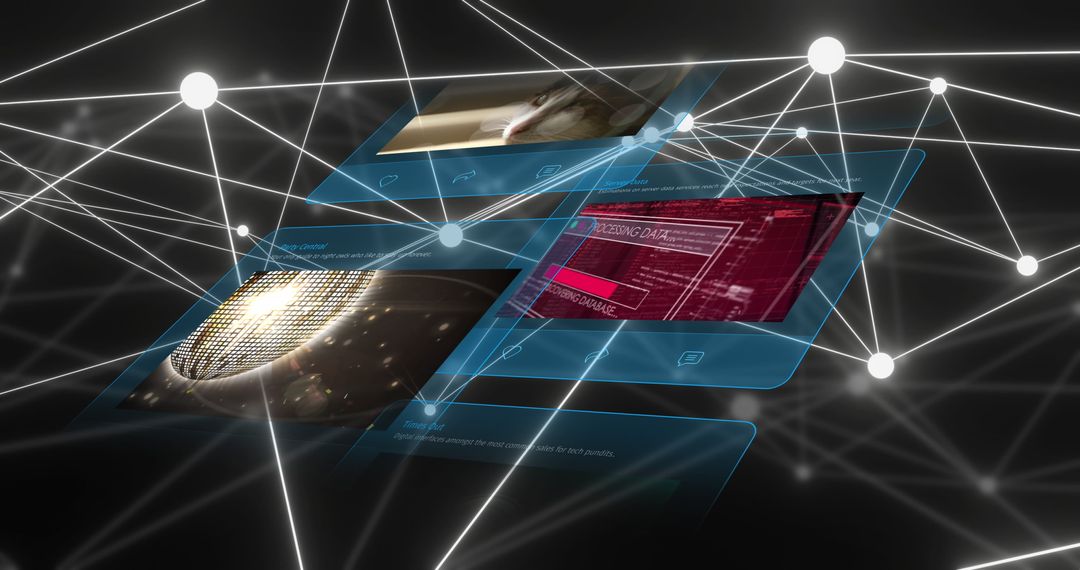 Global Connections Network with Digital Icons Display