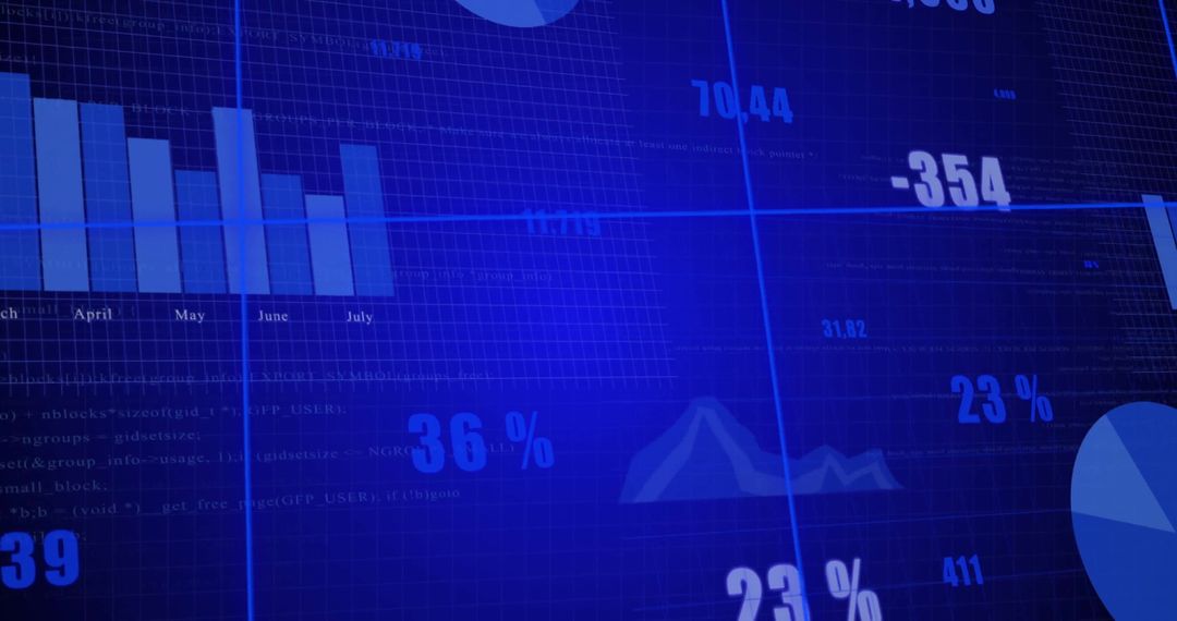 Abstract Financial Data Chart with Circles and Bar Graphs