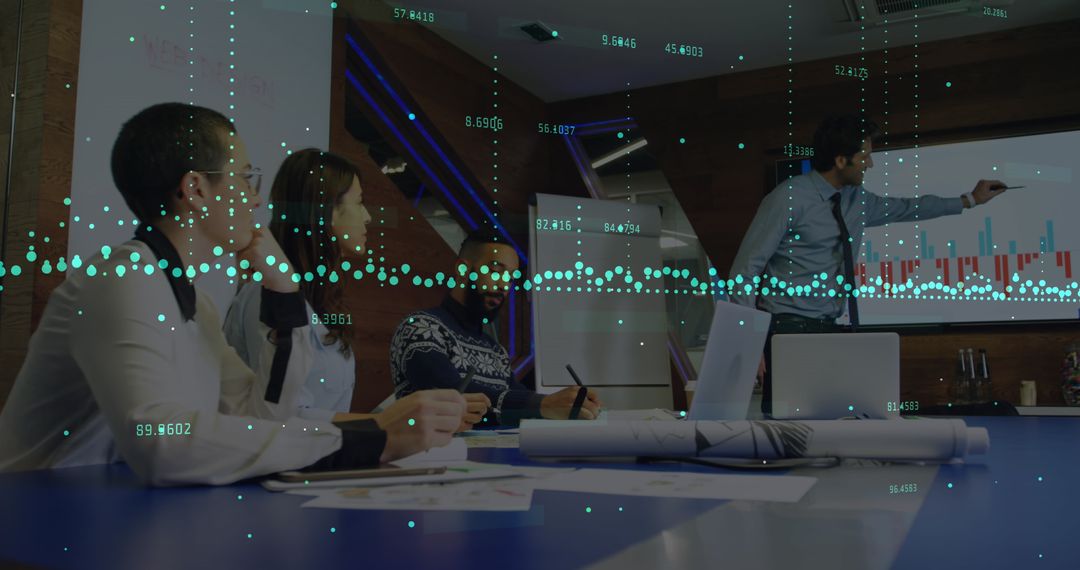 Diverse Team Engaged in Data-Driven Business Presentation