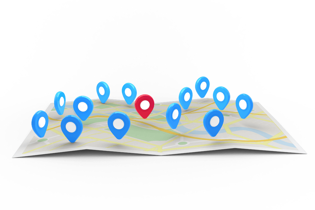 Digital City Map with Tags on Transparent Background for Travel Apps