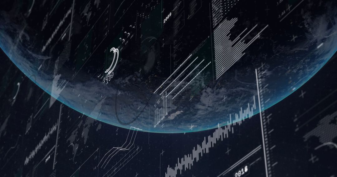 Futuristic Earth Dashboard with Digital Data Visualizations