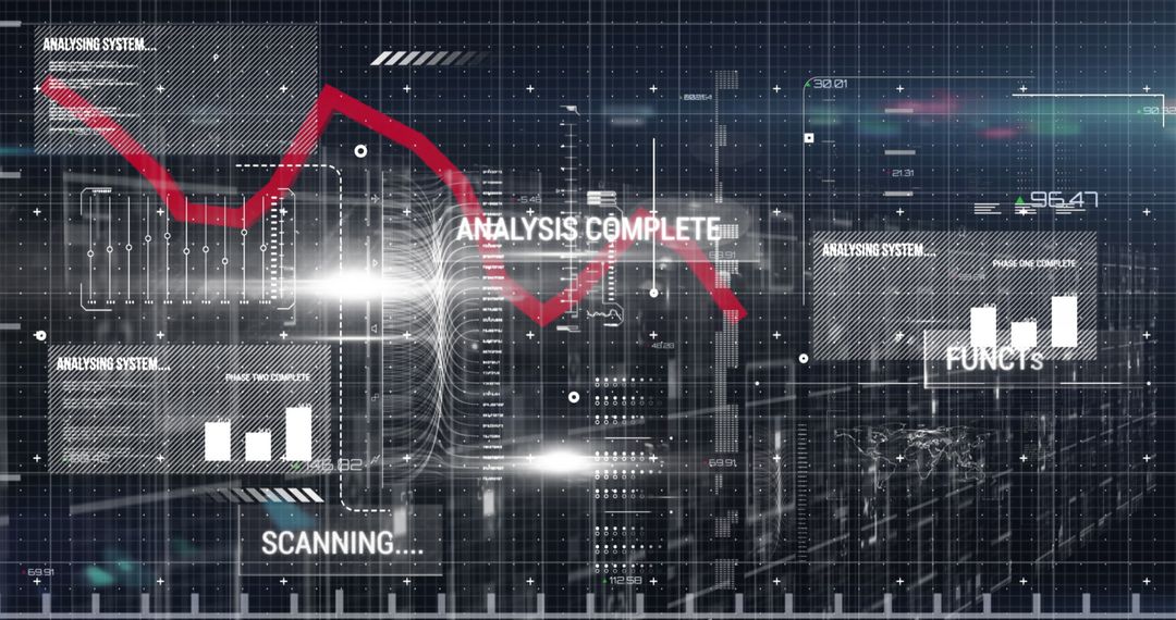 Futuristic HUD Interface for Data Analysis and Finance