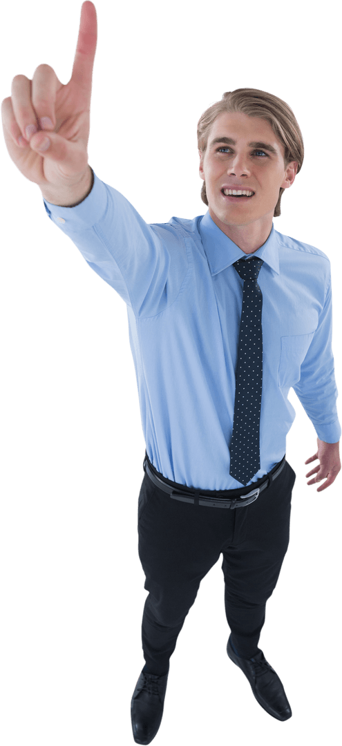 Businessman Pressing Transparent Virtual Interface