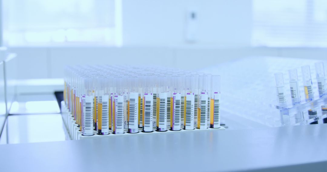 Close-Up of Blood Samples in Laboratory with Barcode Labels - Free Images, Stock Photos and Pictures on Pikwizard.com