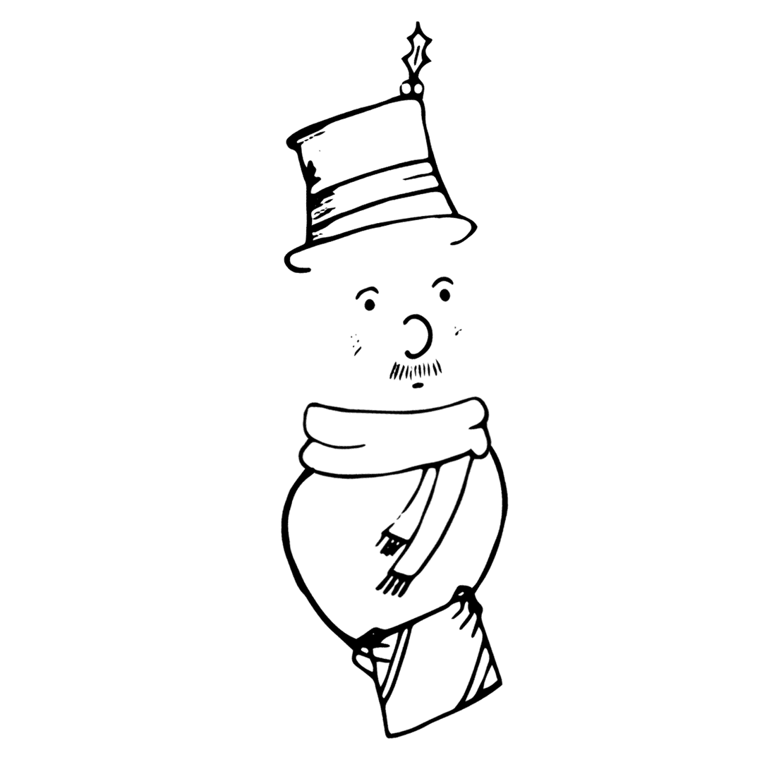 Transparent Snowman Holding Present for Festive Design