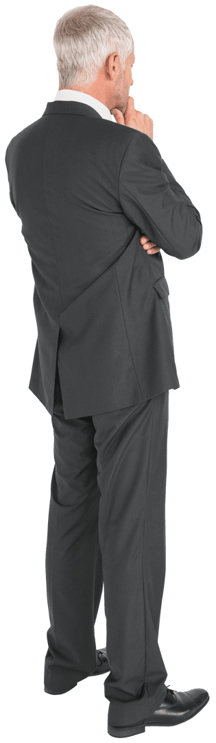 Transparent Image of Thoughtful Businessman in Suit