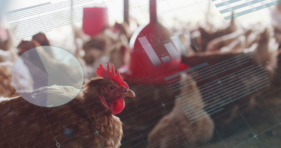 Digital Interface Over Lively Chicken Farm Imagery