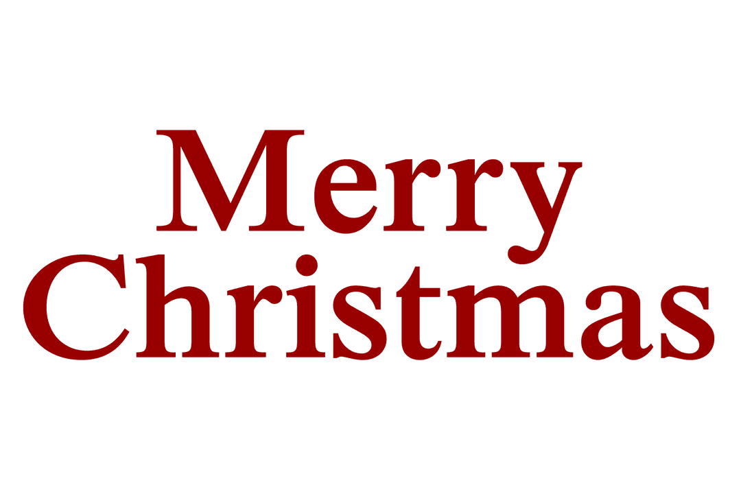 Merry Christmas Text on Transparent Background for Festive Design