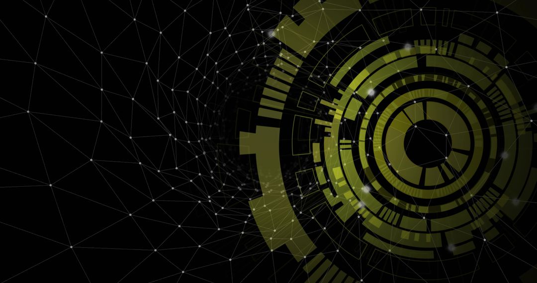 Futuristic Digital Interface in Cyberspace with Network Grid