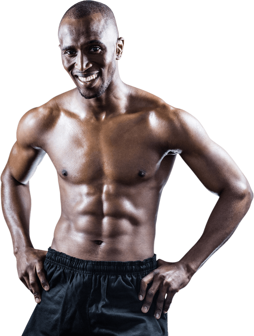 Smiling Muscular Man Posing With Confident Expression