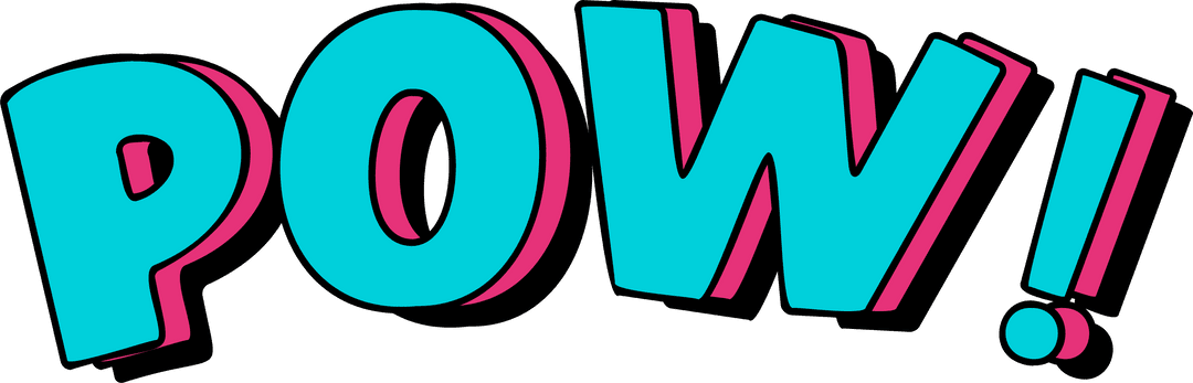 Vibrant POW Comic Text with Transparent Aesthetics