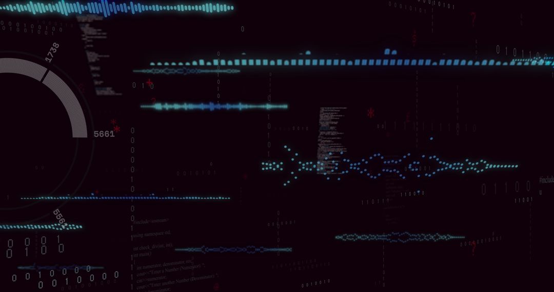 Futuristic Data Interface with Waveforms and Binary Streams