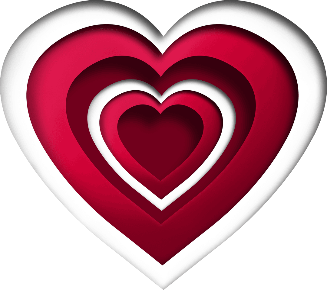 Concentric Hearts with Transparent Background for Romantic Designs
