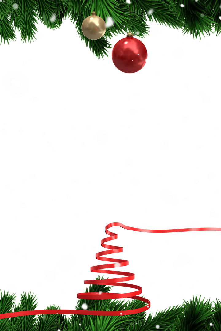 Transparent Christmas Frame with Festive Decorations and Falling Snow - Download Free Stock Images Pikwizard.com