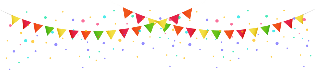 Colorful Bunting and Confetti on Transparent Background